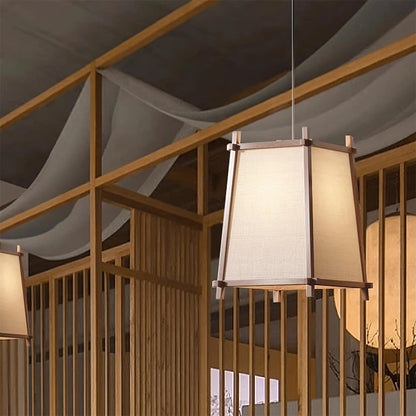 Warm Glow Geometric Fabric Pendant Light