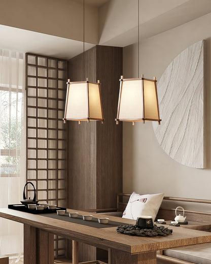 Warm Glow Geometric Fabric Pendant Light