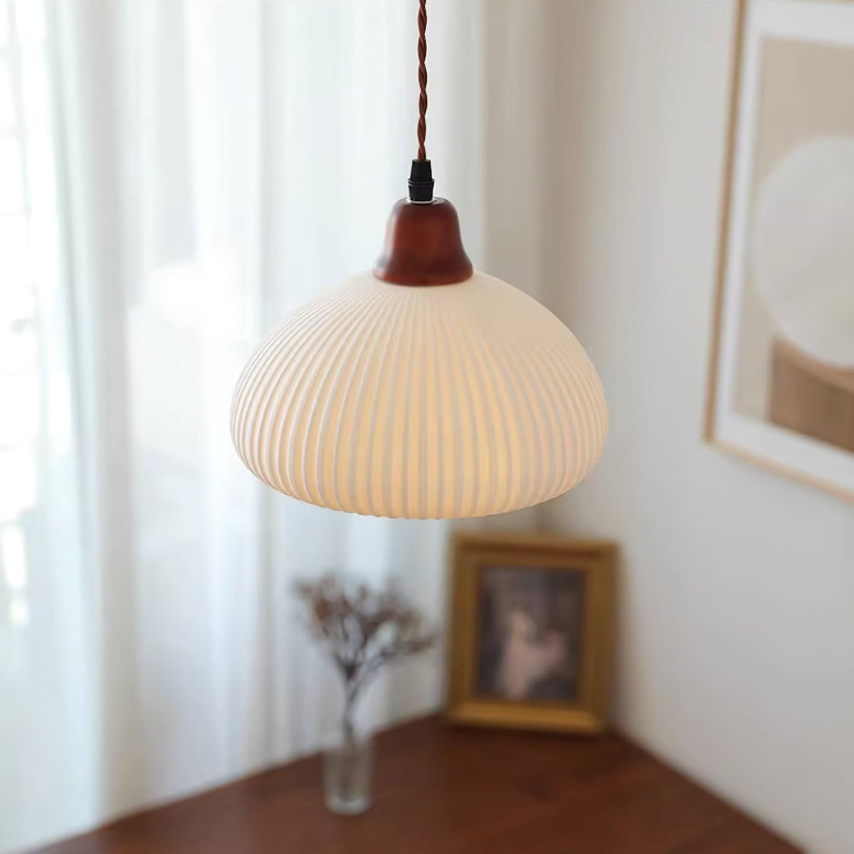 Ceramic Globe Pendant Light With Warm Glow