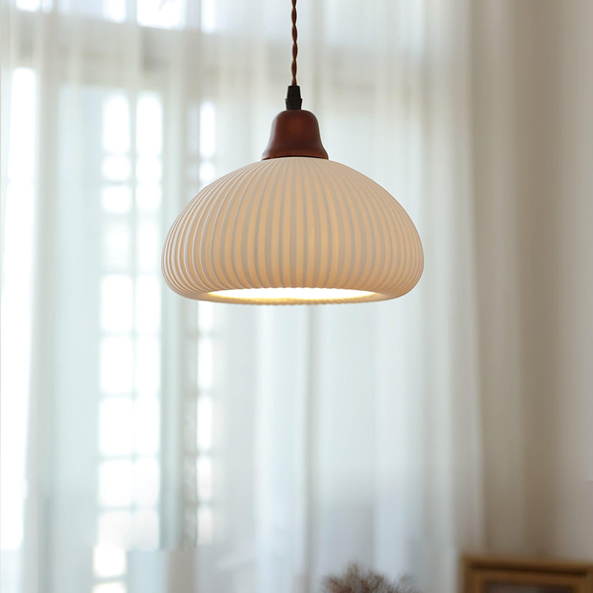 Ceramic Globe Pendant Light With Warm Glow