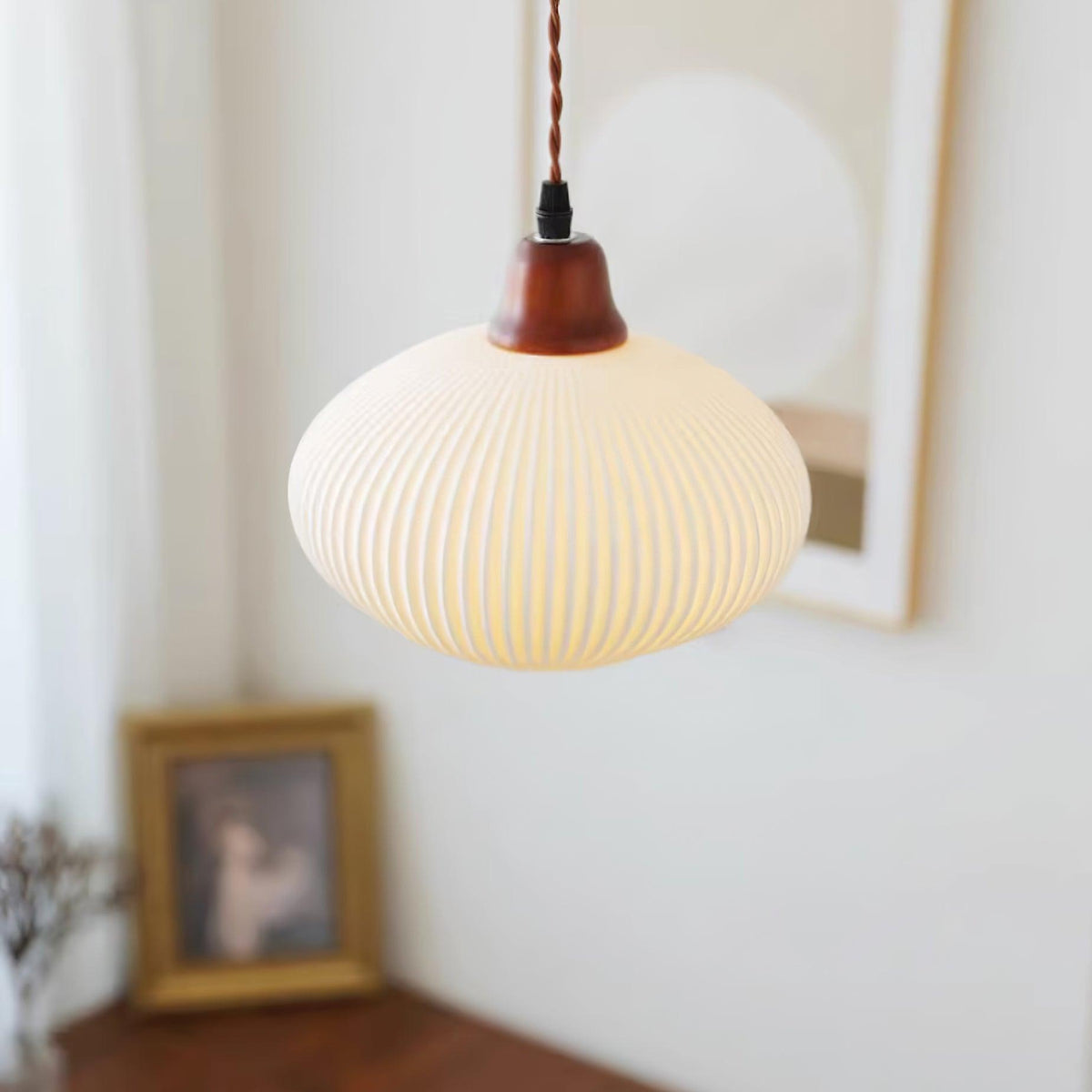 Ceramic Globe Pendant Light With Warm Glow