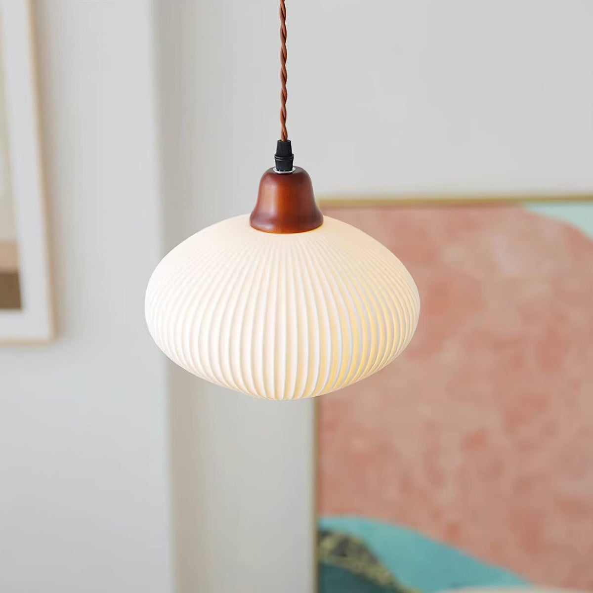 Ceramic Globe Pendant Light With Warm Glow