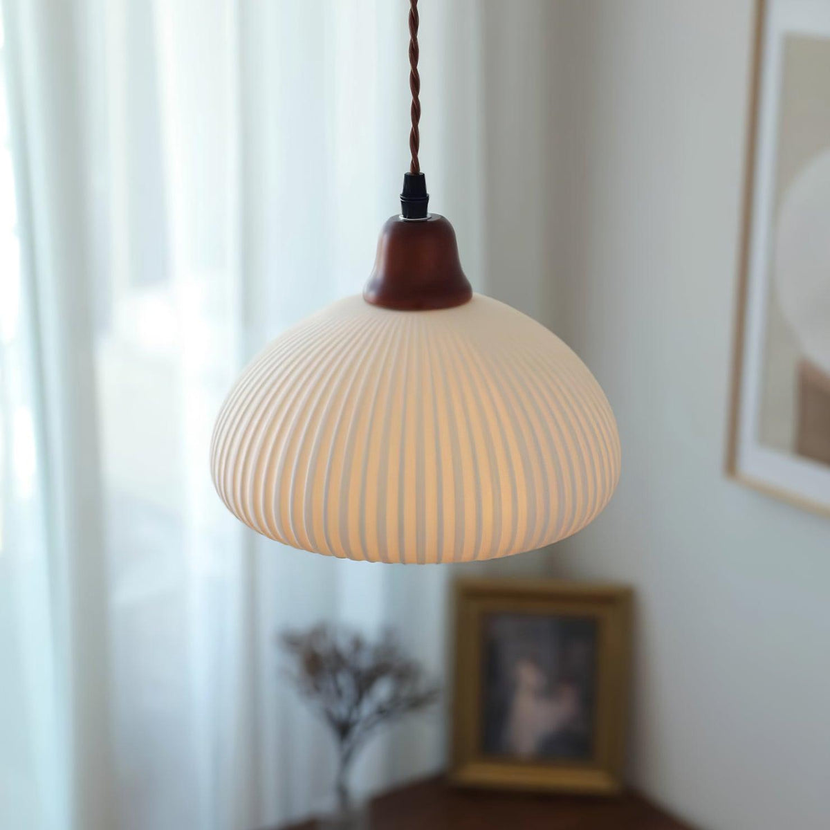 Ceramic Globe Pendant Light With Warm Glow