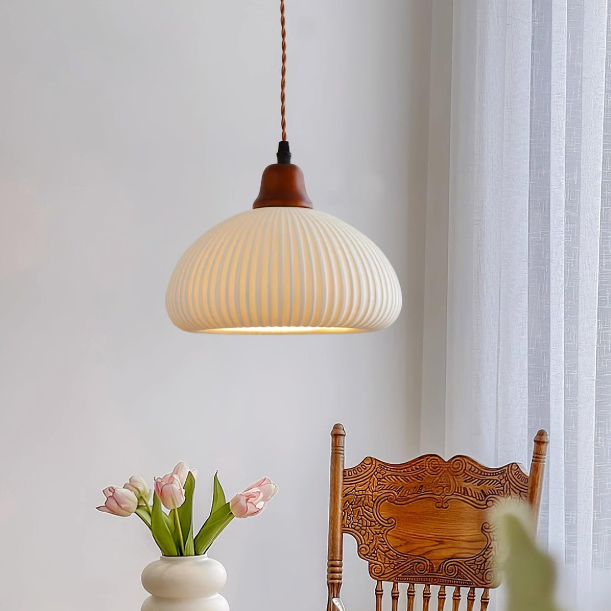 Ceramic Globe Pendant Light With Warm Glow