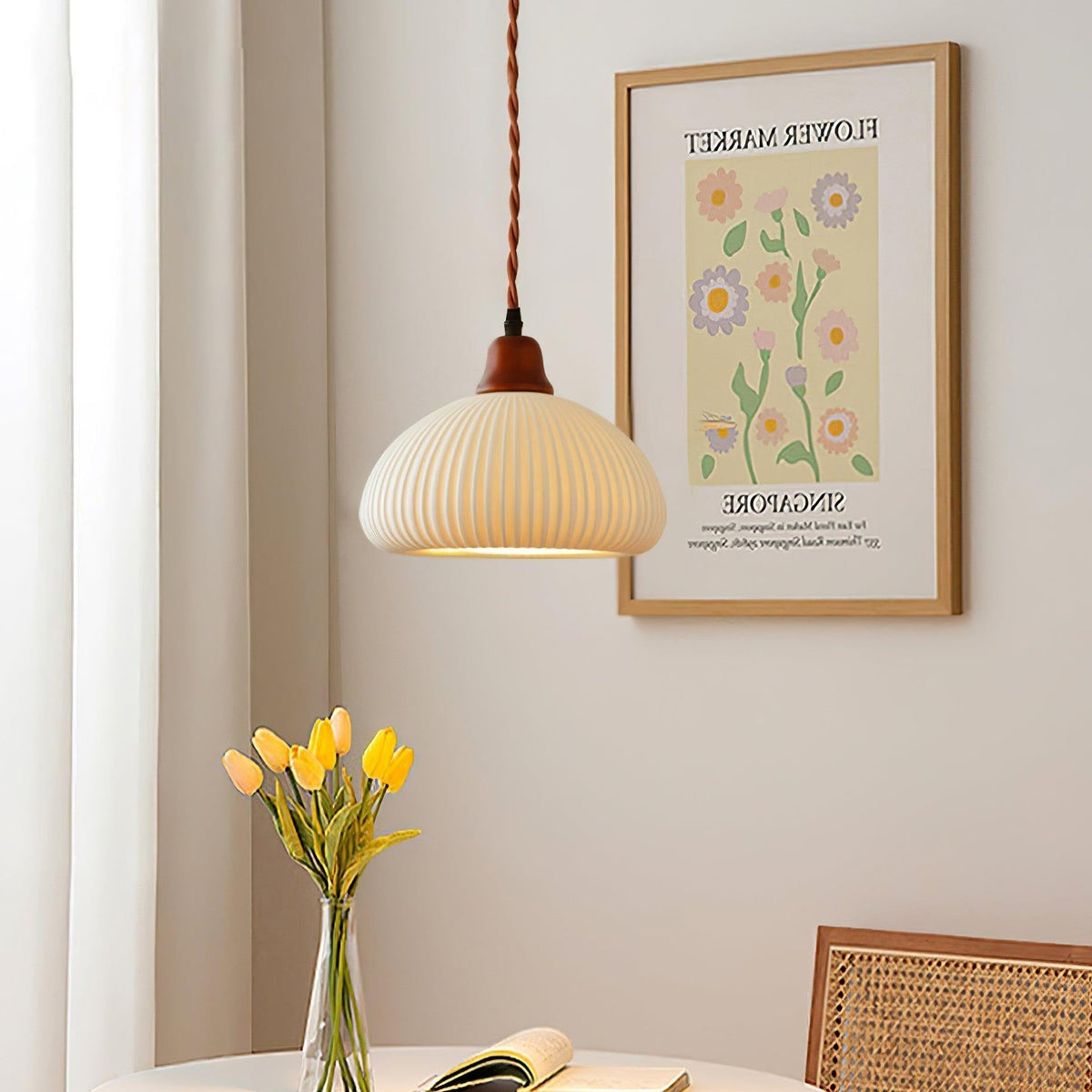 Ceramic Globe Pendant Light With Warm Glow