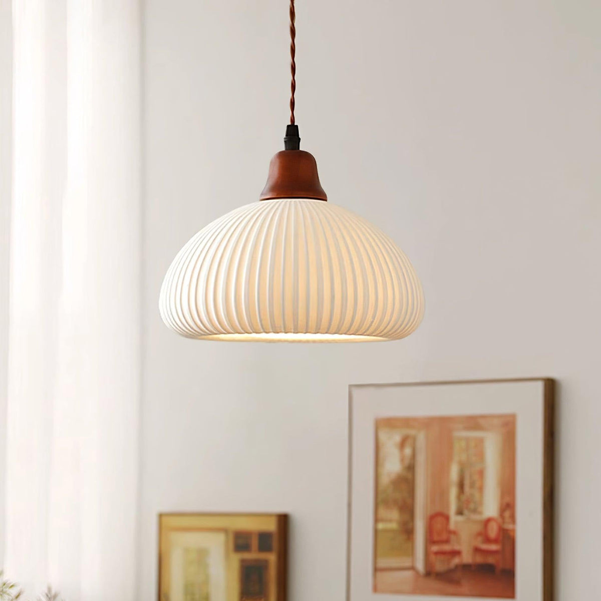 Ceramic Globe Pendant Light With Warm Glow