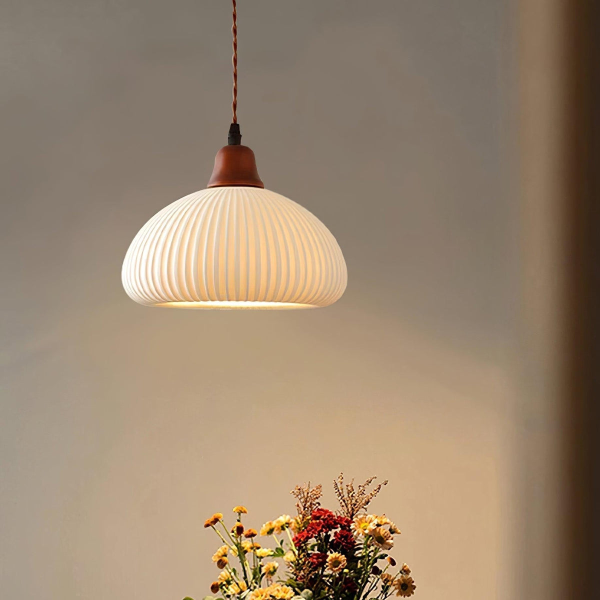Ceramic Globe Pendant Light With Warm Glow