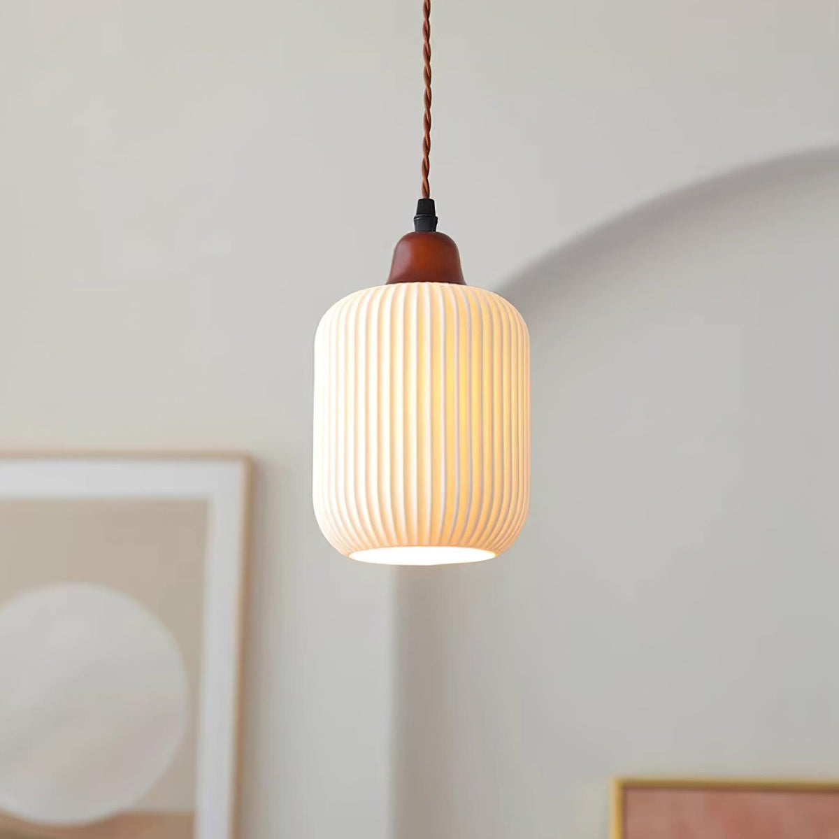 Ceramic Globe Pendant Light With Warm Glow