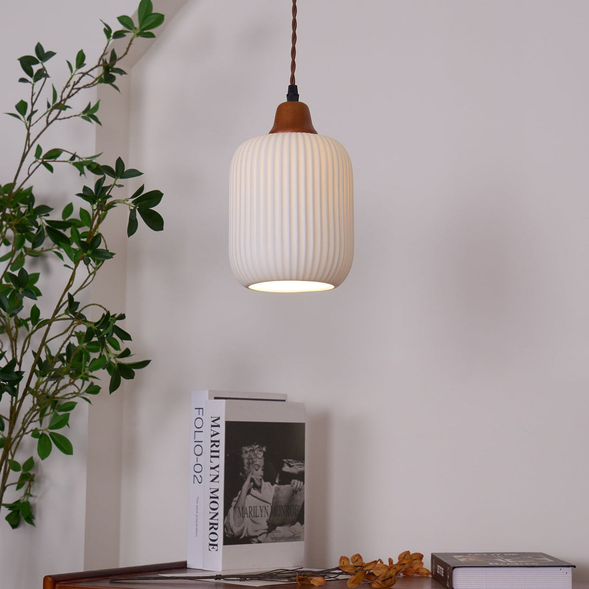 Ceramic Globe Pendant Light With Warm Glow