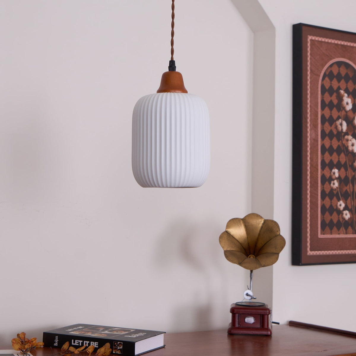 Ceramic Globe Pendant Light With Warm Glow
