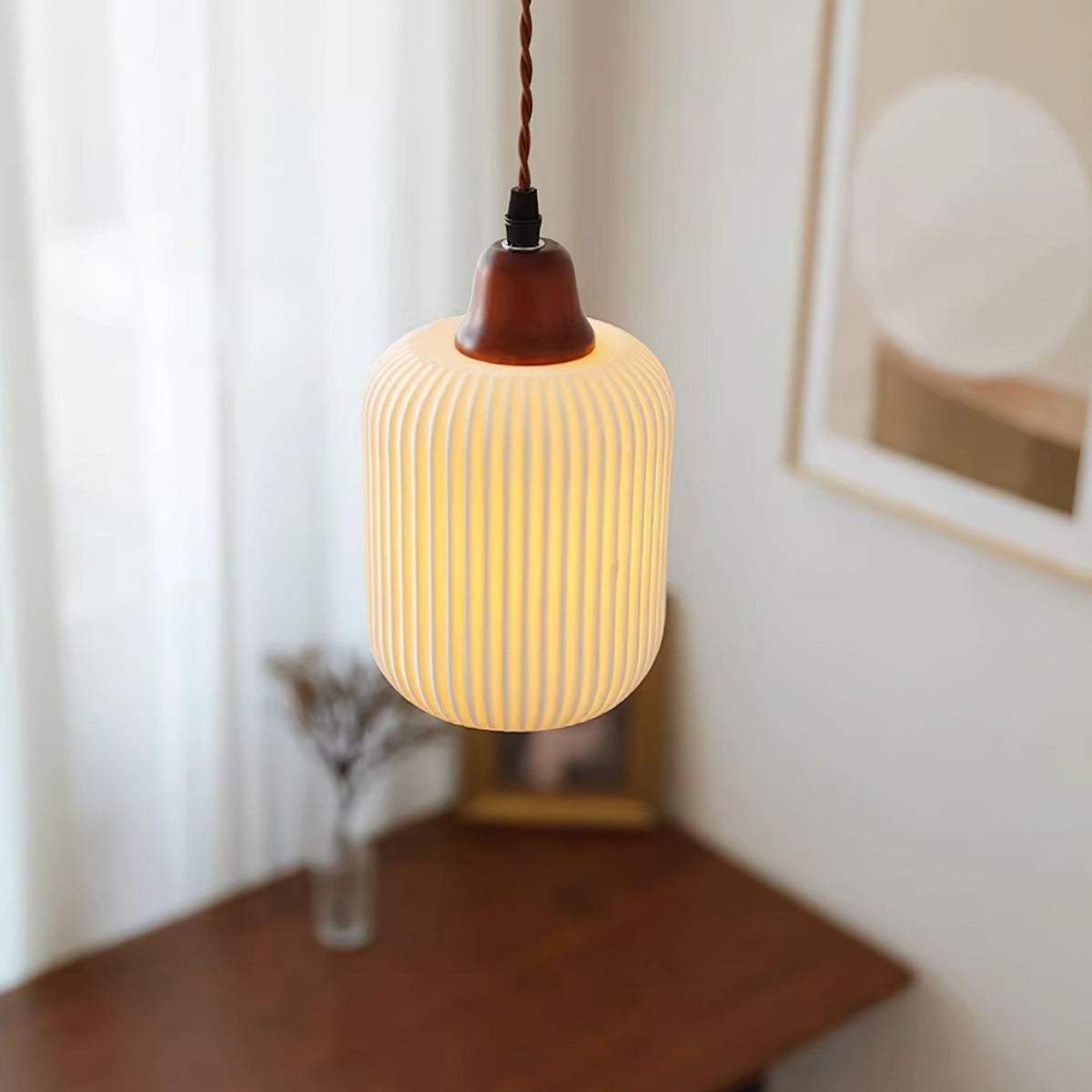 Ceramic Globe Pendant Light With Warm Glow