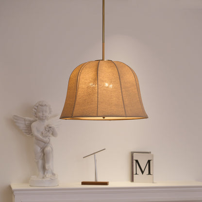 Cozy Warm Glow Fabric Bell Shade Pendant Light