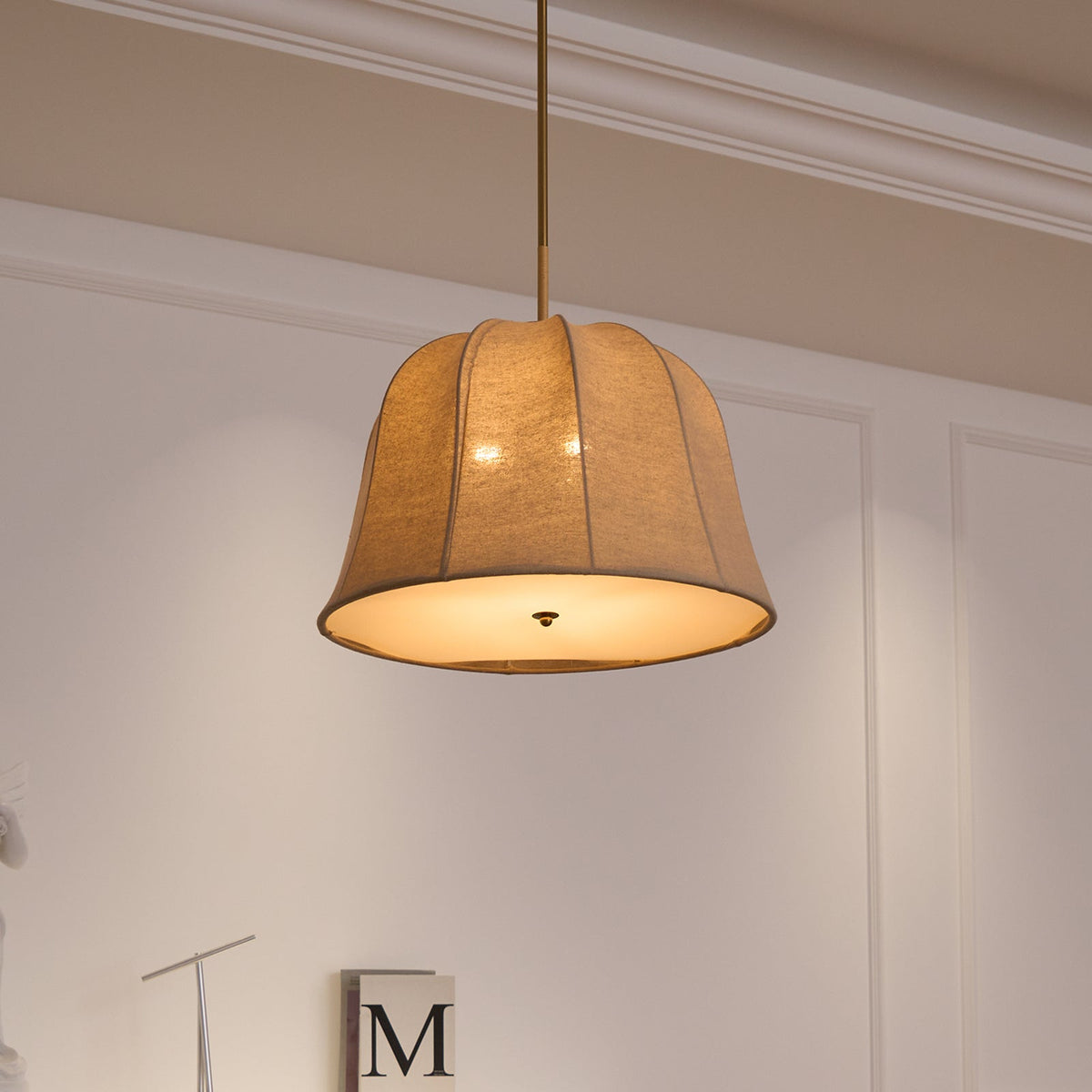Cozy Warm Glow Fabric Bell Shade Pendant Light