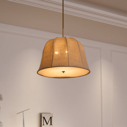 Cozy Warm Glow Fabric Bell Shade Pendant Light