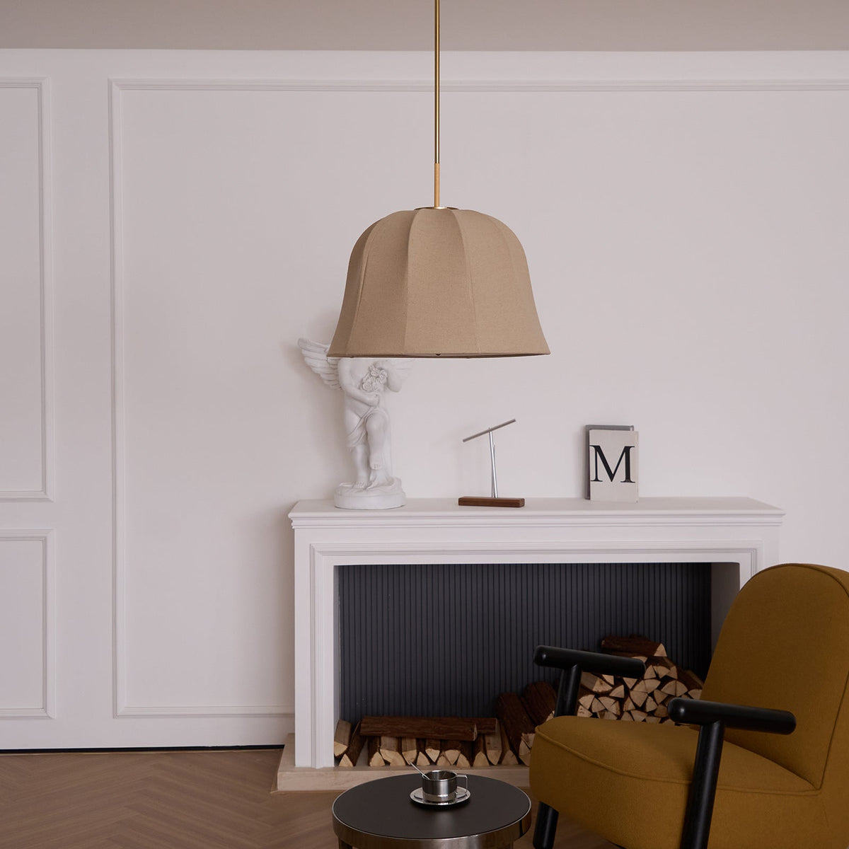 Cozy Warm Glow Fabric Bell Shade Pendant Light