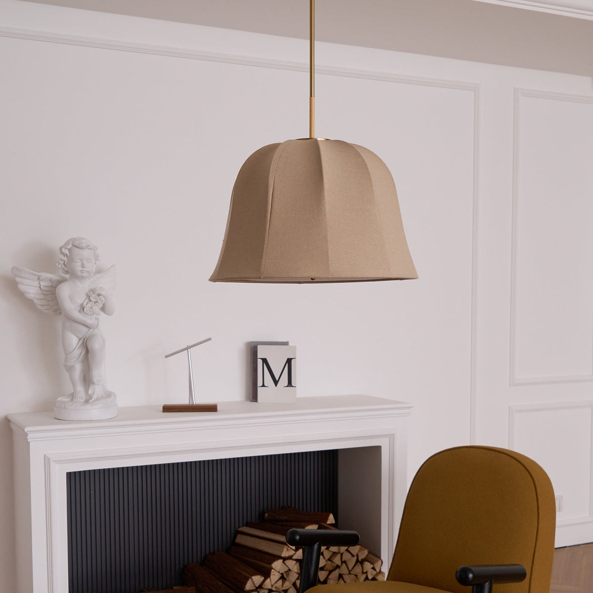 Cozy Warm Glow Fabric Bell Shade Pendant Light