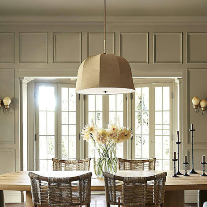 Cozy Warm Glow Fabric Bell Shade Pendant Light
