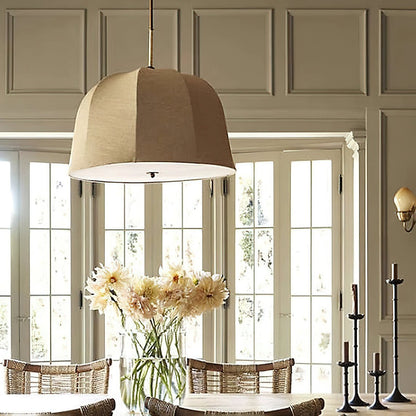 Cozy Warm Glow Fabric Bell Shade Pendant Light