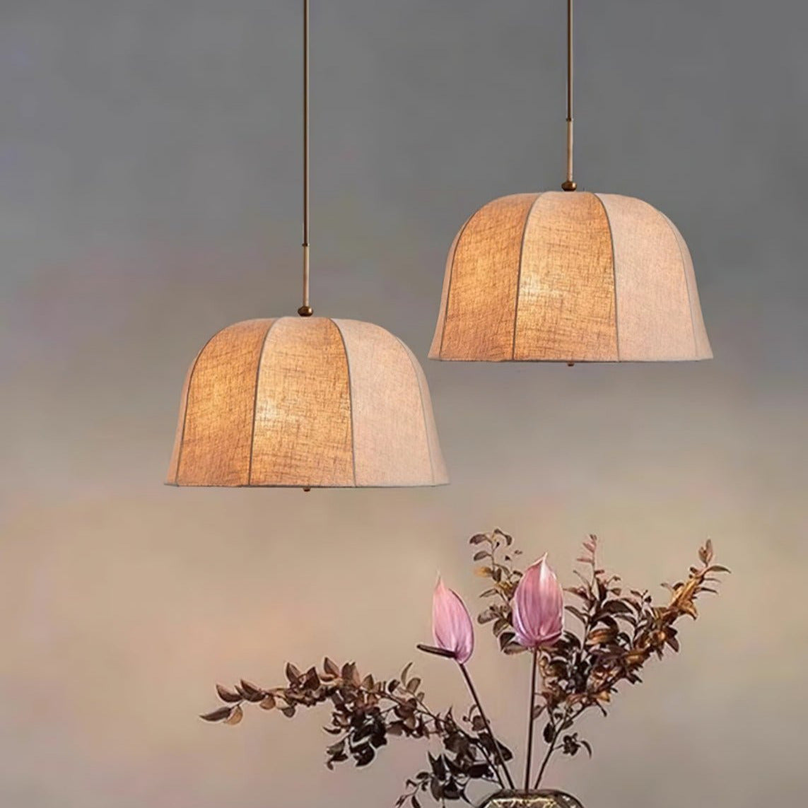 Cozy Warm Glow Fabric Bell Shade Pendant Light