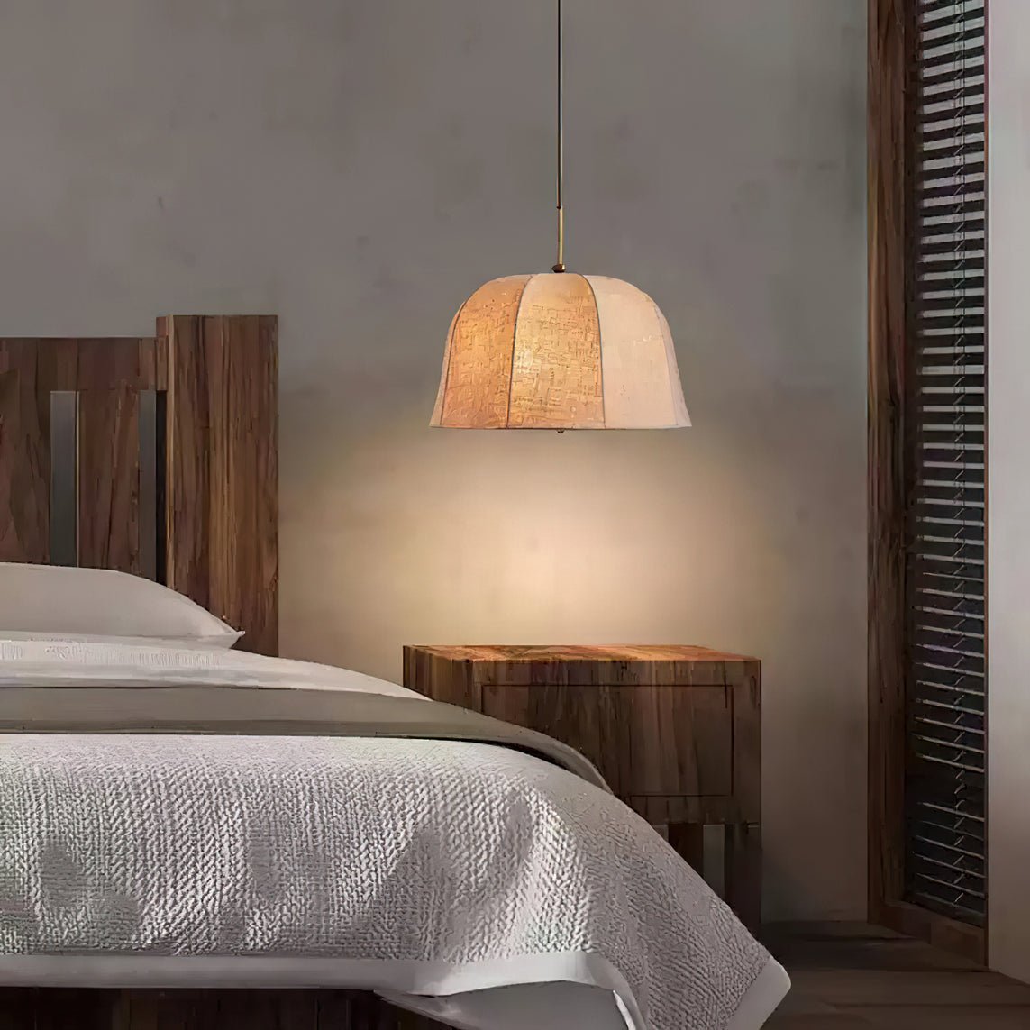 Cozy Warm Glow Fabric Bell Shade Pendant Light