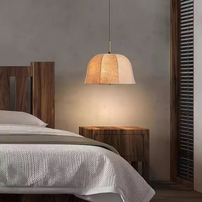 Cozy Warm Glow Fabric Bell Shade Pendant Light