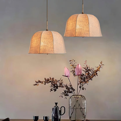 Cozy Warm Glow Fabric Bell Shade Pendant Light