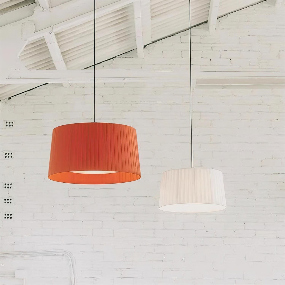 Integrated LED With Pleated Fabric Pendant Light