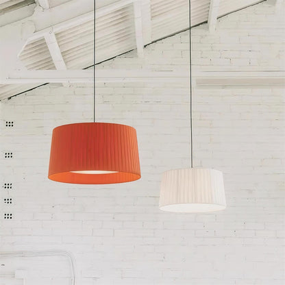 Integrated LED With Pleated Fabric Pendant Light