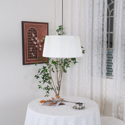 Integrated LED With Pleated Fabric Pendant Light