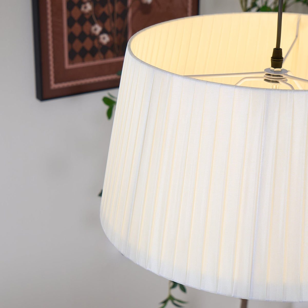 Integrated LED With Pleated Fabric Pendant Light