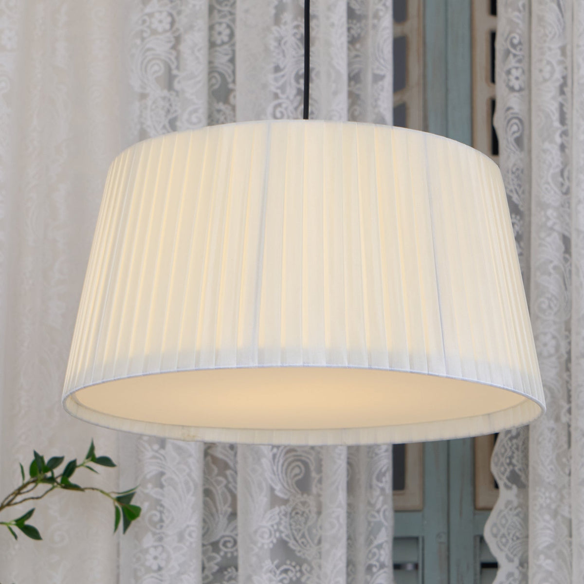 Integrated LED With Pleated Fabric Pendant Light