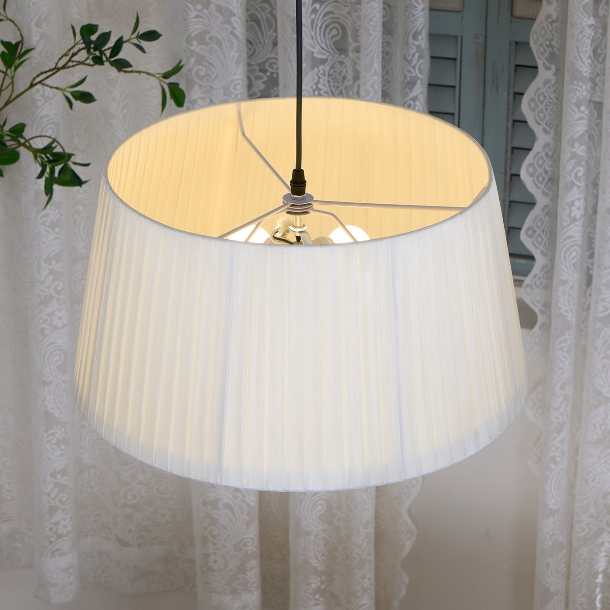 Integrated LED With Pleated Fabric Pendant Light