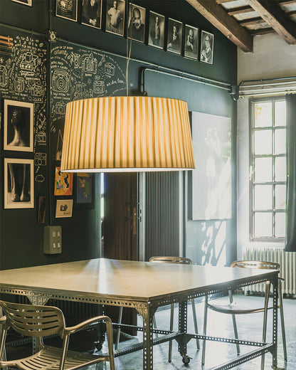 Integrated LED With Pleated Fabric Pendant Light