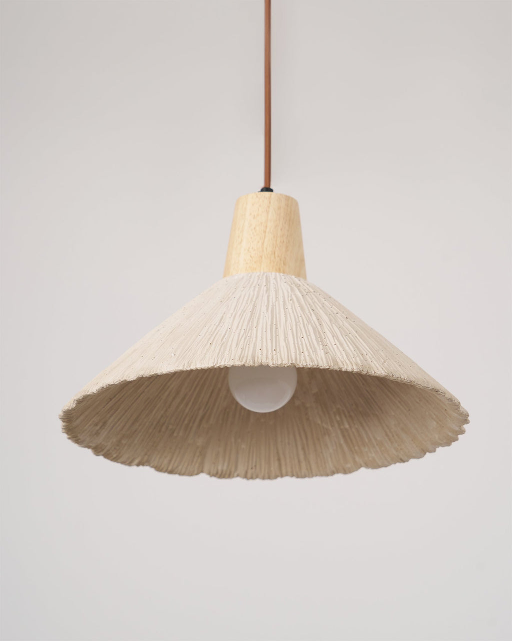 Soft Grey Finish Cement and Wood Pendant Lamp