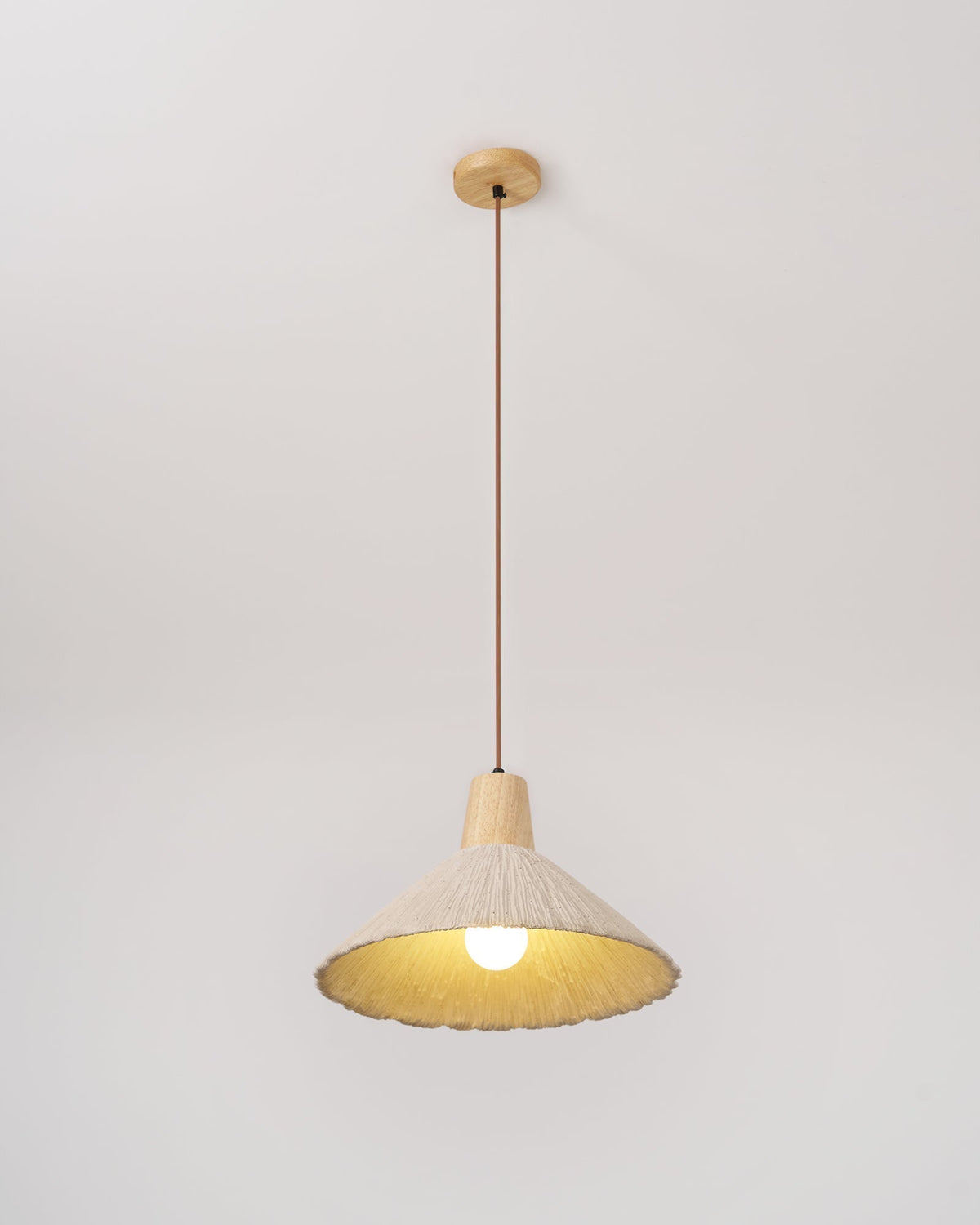 Soft Grey Finish Cement and Wood Pendant Lamp