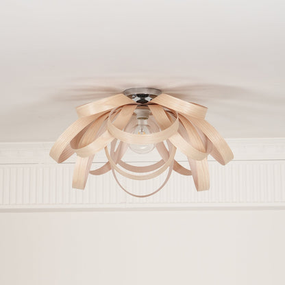 Metal Canopy Dimmable Walnut Wood Ribbon Ceiling Light