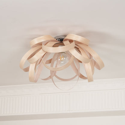 Metal Canopy Dimmable Walnut Wood Ribbon Ceiling Light