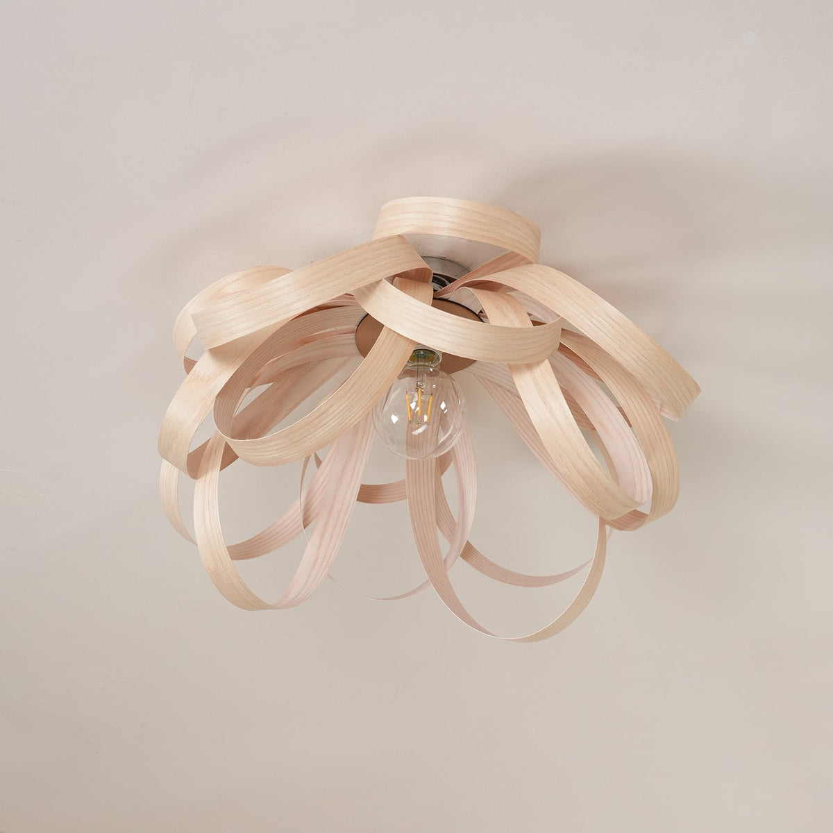 Metal Canopy Dimmable Walnut Wood Ribbon Ceiling Light
