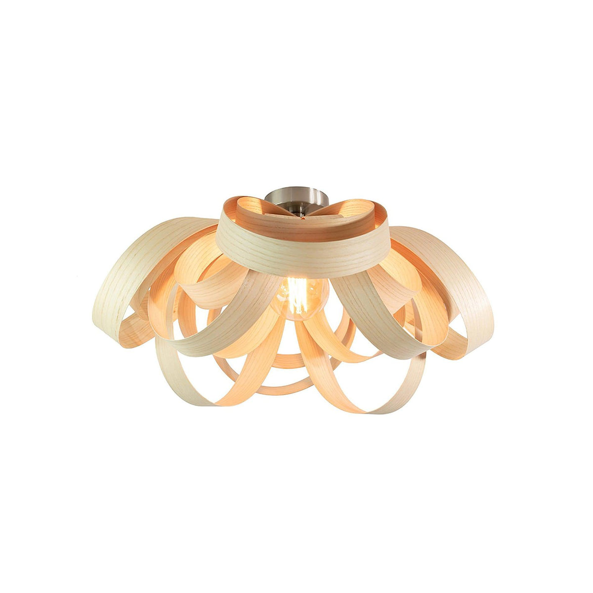 Metal Canopy Dimmable Walnut Wood Ribbon Ceiling Light