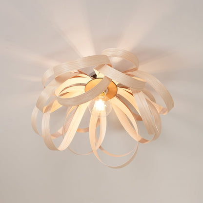 Metal Canopy Dimmable Walnut Wood Ribbon Ceiling Light