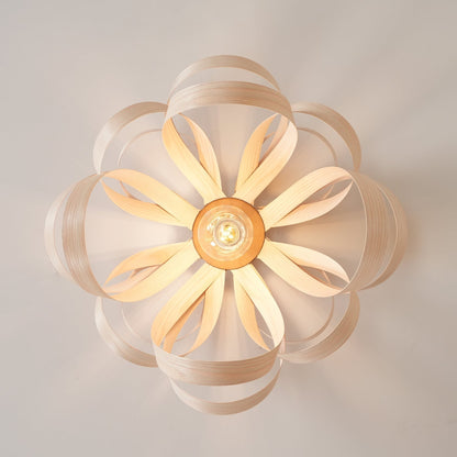 Metal Canopy Dimmable Walnut Wood Ribbon Ceiling Light