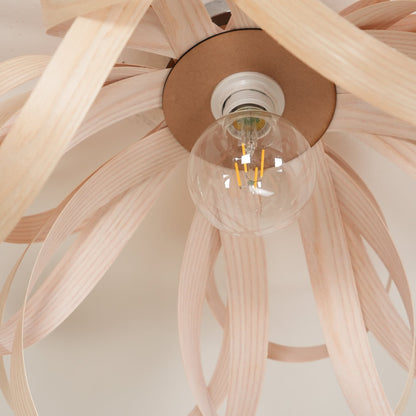 Metal Canopy Dimmable Walnut Wood Ribbon Ceiling Light