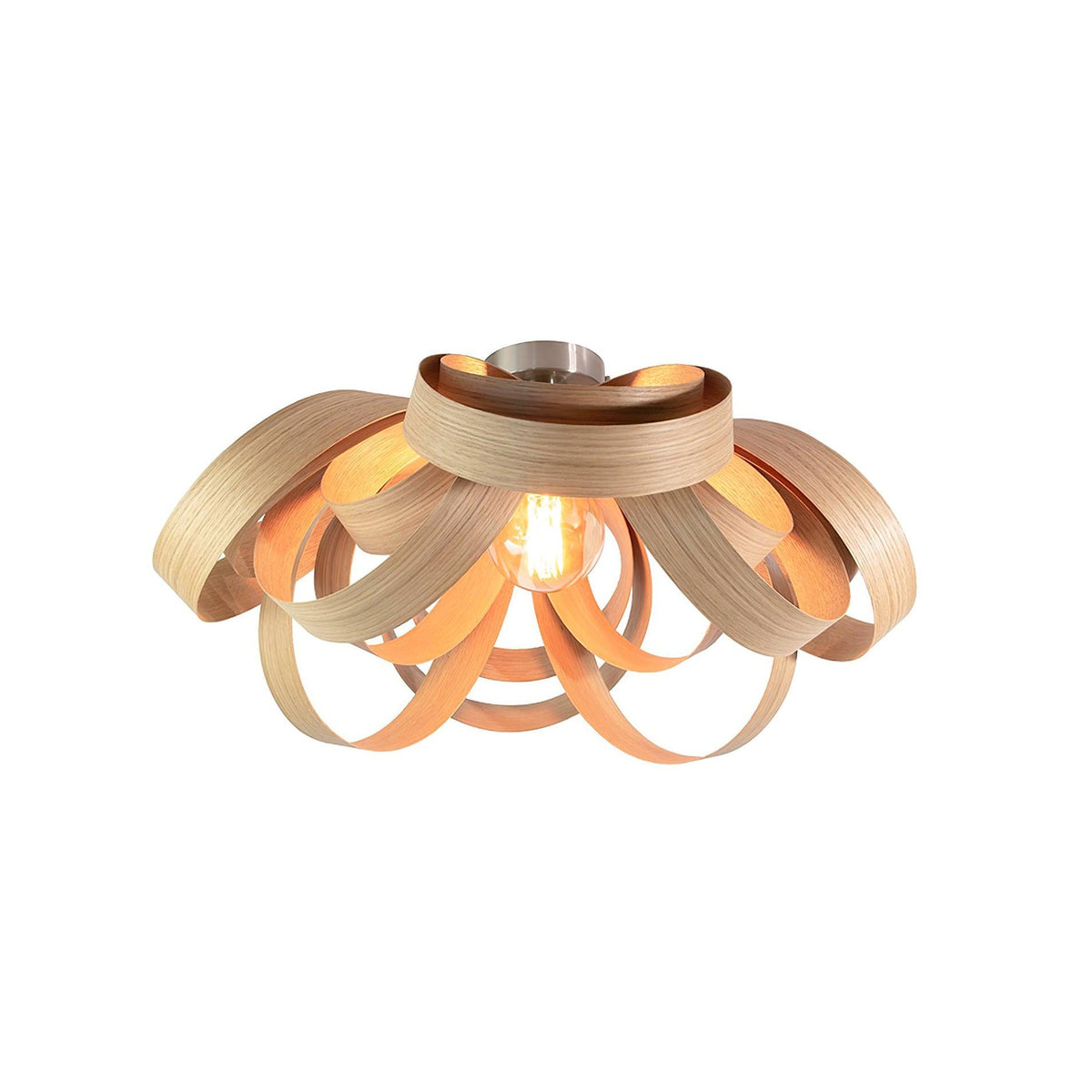 Metal Canopy Dimmable Walnut Wood Ribbon Ceiling Light