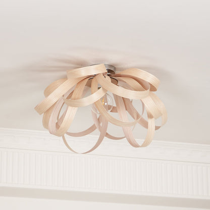 Metal Canopy Dimmable Walnut Wood Ribbon Ceiling Light