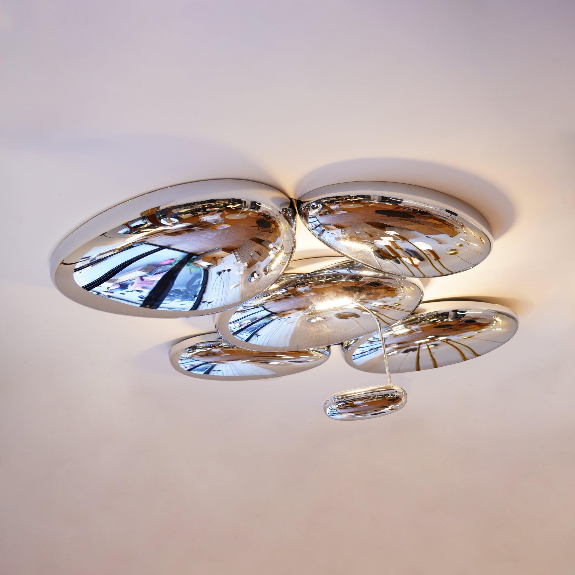 Smoke Grey Pebble Ceiling Light With Chrome Finish