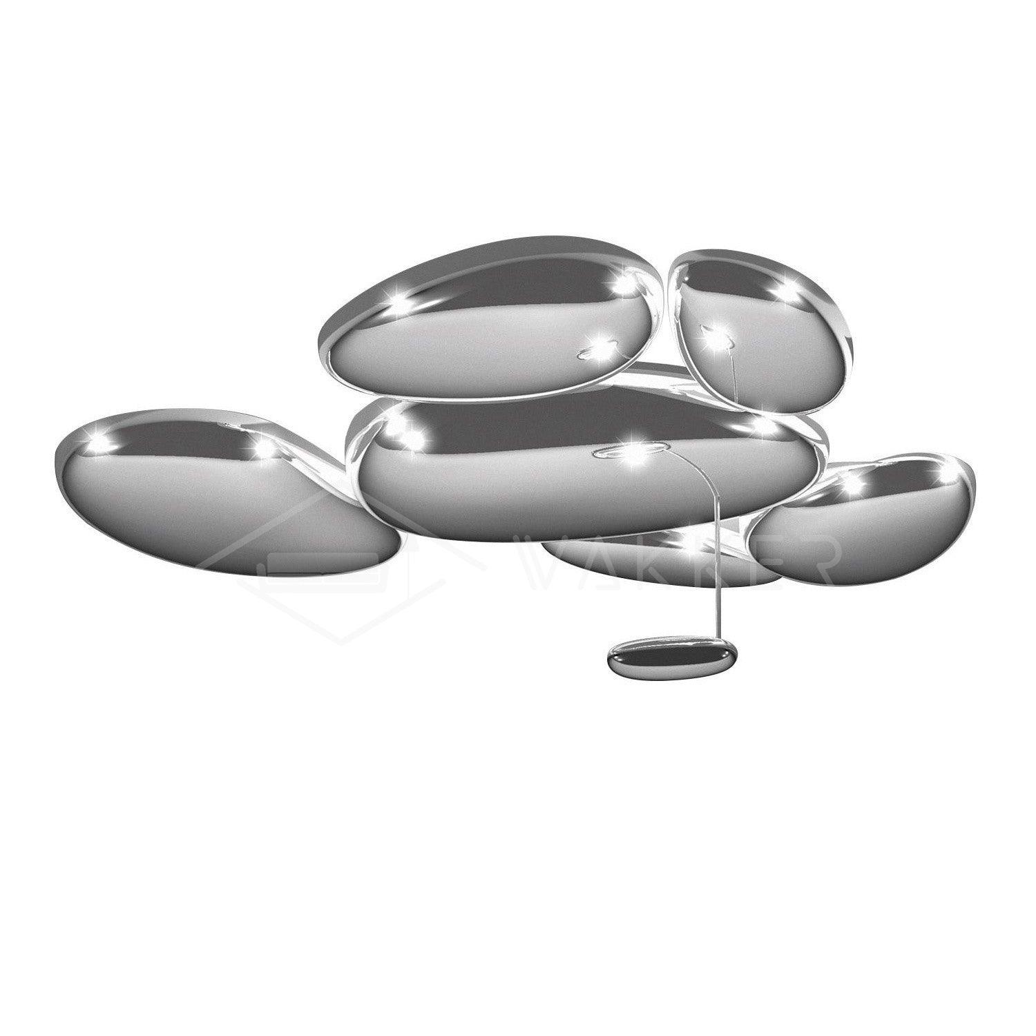 Smoke Grey Pebble Ceiling Light With Chrome Finish