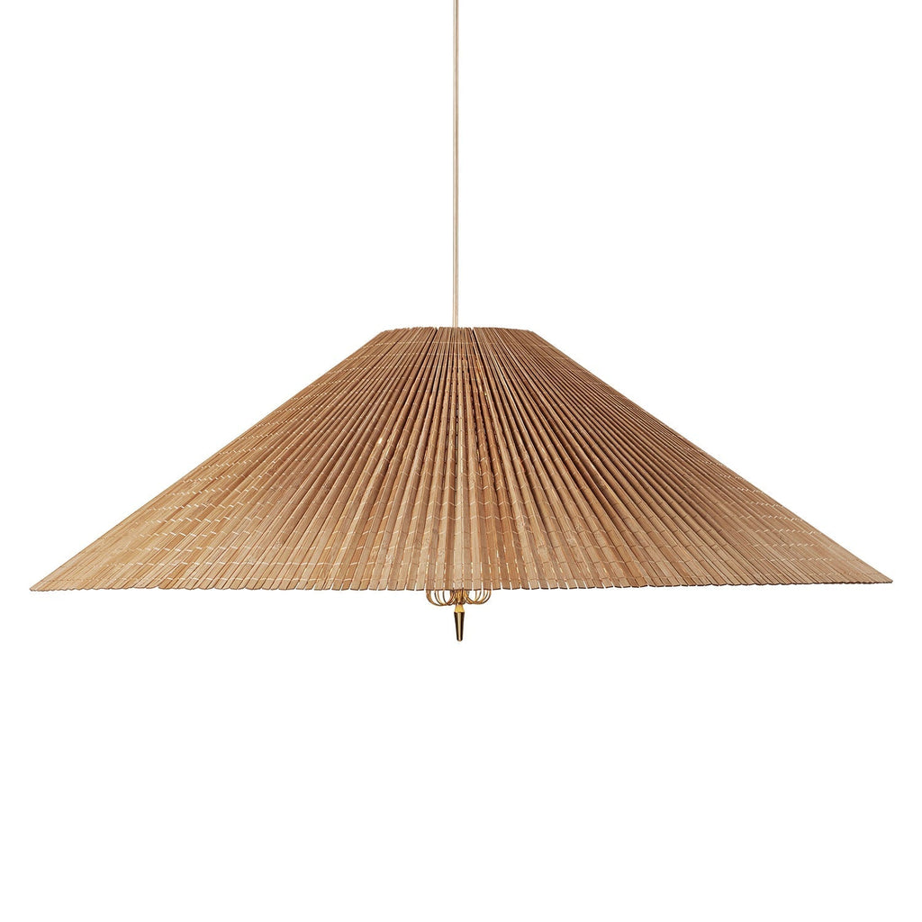 Pendant Lamp With Brass Accents And Natural Bamboo