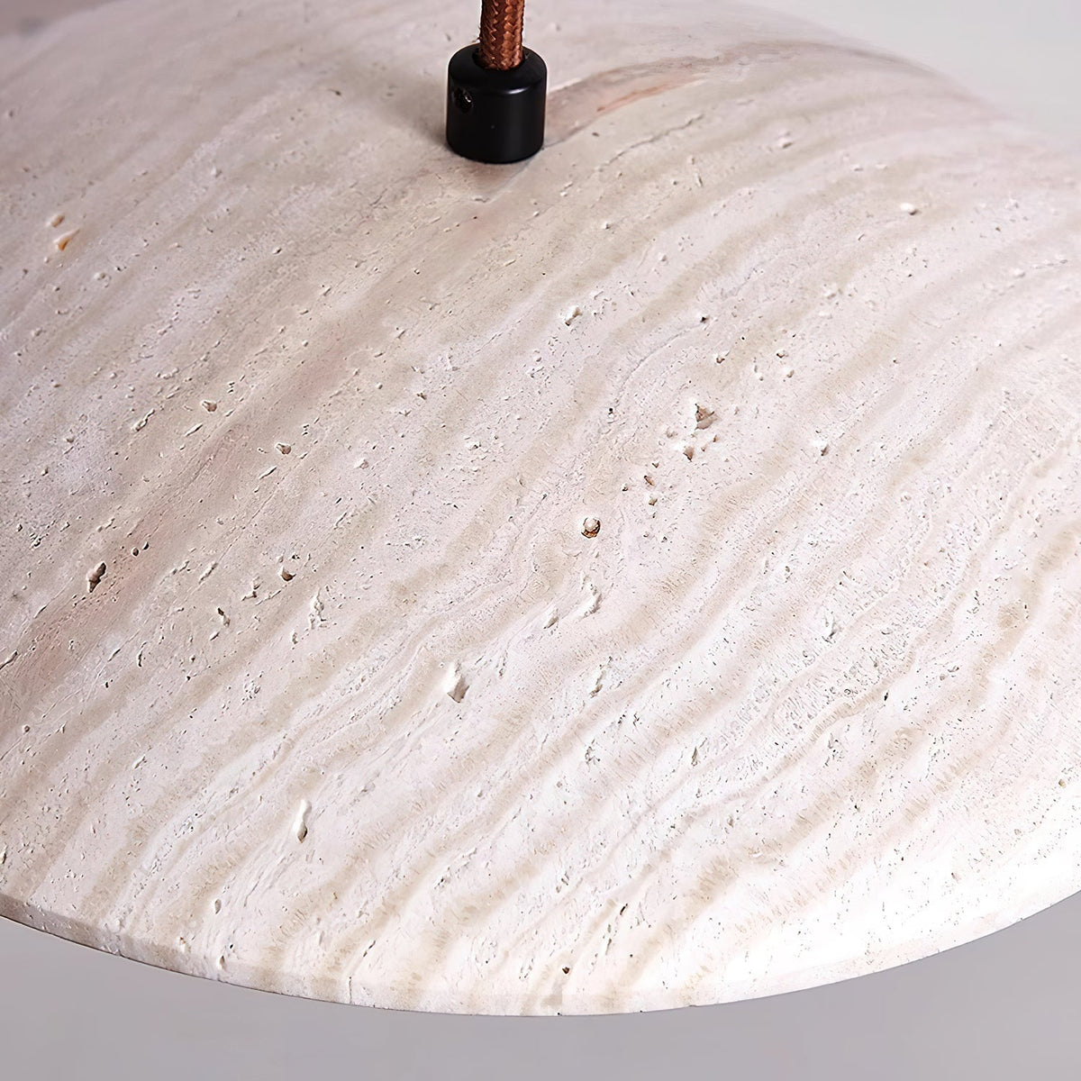 Pendant Light With Ambient LED Glow And Travertine Wide Brim