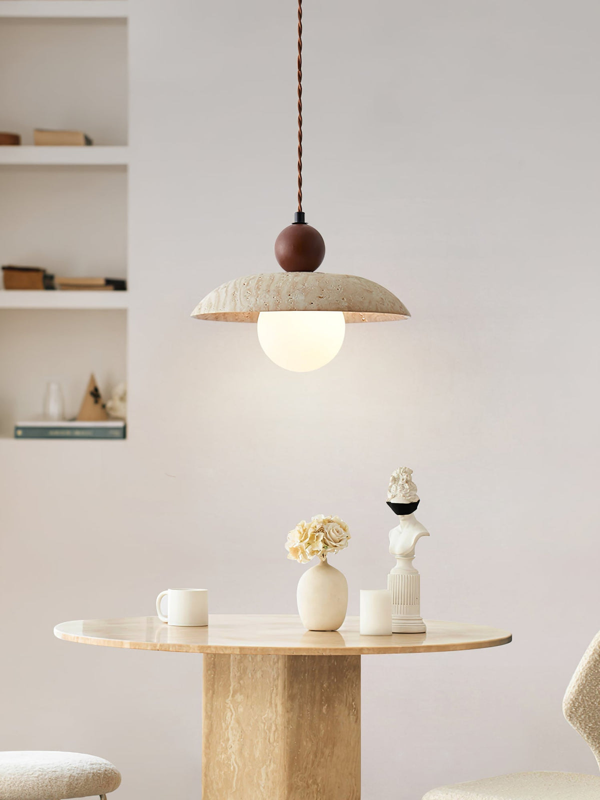 Warm Glow Premium Travertine Pendant Light
