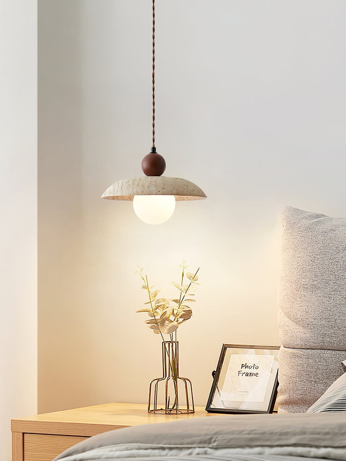 Warm Glow Premium Travertine Pendant Light